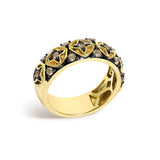 10K Yellow Gold Plated Sterling Silver 1/2 Cttw Champagne Diamond Star Motif Band Ring-3 thumbnail 4