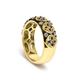 10K Yellow Gold Plated Sterling Silver 1/2 Cttw Champagne Diamond Star Motif Band Ring-4 thumbnail 5
