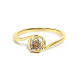 14K Yellow Gold Plated Sterling Silver 1/5 Ct Light Brown Diamond Bypass Solitaire Ring-0 thumbnail 1