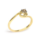 14K Yellow Gold Plated Sterling Silver 1/5 Ct Light Brown Diamond Bypass Solitaire Ring-3 thumbnail 4