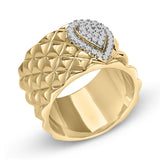 14K Yellow Gold Plated Sterling Silver 1/4 Cttw Diamond Teardrop Textured Band Ring-3 thumbnail 4