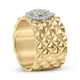 14K Yellow Gold Plated Sterling Silver 1/4 Cttw Diamond Teardrop Textured Band Ring-4 thumbnail 5