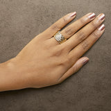 14K Yellow Gold Plated Sterling Silver 1/4 Cttw Diamond Teardrop Textured Band Ring-2 thumbnail 3