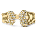 14K Yellow Gold Plated Silver 1/4 Cttw Diamond Asymmetrical Open Ring-0