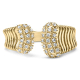 14K Yellow Gold Plated Silver 1/4 Cttw Diamond Asymmetrical Open Ring-0 thumbnail 1