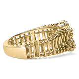 14K Yellow Gold Plated Silver 1/4 Cttw Diamond Asymmetrical Open Ring-1 thumbnail 2