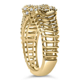 14K Yellow Gold Plated Silver 1/4 Cttw Diamond Asymmetrical Open Ring-4 thumbnail 5