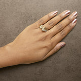 14K Yellow Gold Plated Silver 1/4 Cttw Diamond Asymmetrical Open Ring-2 thumbnail 3