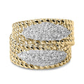 14K Yellow Gold Plated Silver 1.0 Cttw Diamond Cluster Crossover Ring Band-0