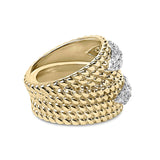 14K Yellow Gold Plated Silver 1.0 Cttw Diamond Cluster Crossover Ring Band-1 thumbnail 2