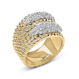 14K Yellow Gold Plated Silver 1.0 Cttw Diamond Cluster Crossover Ring Band-3 thumbnail 4