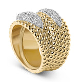 14K Yellow Gold Plated Silver 1.0 Cttw Diamond Cluster Crossover Ring Band-4 thumbnail 5
