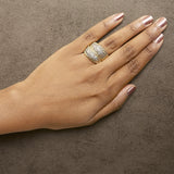 14K Yellow Gold Plated Silver 1.0 Cttw Diamond Cluster Crossover Ring Band-2 thumbnail 3