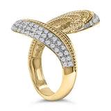 14K Yellow Gold Plated Silver 5/8 Cttw Diamond Bypass Ring Band-4 thumbnail 5