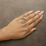 14K Yellow Gold Plated Silver 5/8 Cttw Diamond Bypass Ring Band-2 thumbnail 3