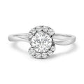 925 sterling silver ring with oval diamond halo of small round stones