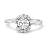 925 sterling silver ring with oval diamond halo of small round stones thumbnail 1