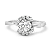 Sterling Silver Lab Grown 1.0 Cttw Diamond Oval Shaped Halo Engagement Ring