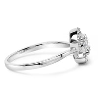 Sterling Silver Lab Grown 1.0 Cttw Diamond Oval Shaped Halo Engagement Ring