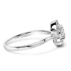 Sterling Silver Lab Grown 1.0 Cttw Diamond Oval Shaped Halo Engagement Ring-1