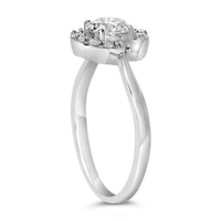 Sterling Silver Lab Grown 1.0 Cttw Diamond Oval Shaped Halo Engagement Ring