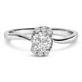 925 sterling silver ring with floral cluster of round lab grown diamonds