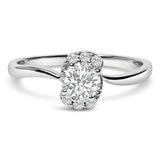 925 sterling silver ring with floral cluster of round lab grown diamonds thumbnail 1