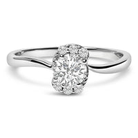 Sterling Silver Lab Grown 1/2 Cttw Diamond Floral Cluster Engagement Ring