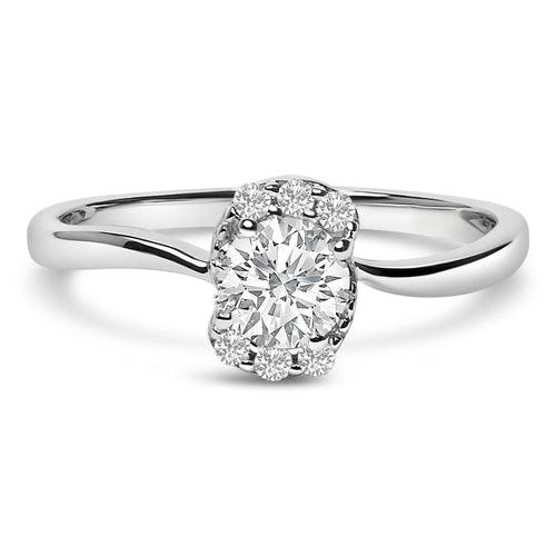 Sterling Silver Lab Grown 1/2 Cttw Diamond Floral Cluster Engagement Ring