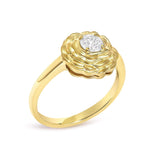 14K Yellow Gold Plated Sterling Silver 1/3 Cttw Lab Grown Diamond Floral Motif Solitaire Ring-3 thumbnail 4