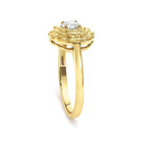 14K Yellow Gold Plated Sterling Silver 1/3 Cttw Lab Grown Diamond Floral Motif Solitaire Ring-4 thumbnail 5
