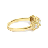 14K Yellow Gold Plated Sterling Silver 1/2 Cttw Lab Grown Diamond Floral 3-Stone Ring-1 thumbnail 2