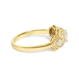 14K Yellow Gold Plated Sterling Silver 1/2 Cttw Lab Grown Diamond Floral 3-Stone Ring-1