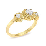 14K Yellow Gold Plated Sterling Silver 1/2 Cttw Lab Grown Diamond Floral 3-Stone Ring-3 thumbnail 4