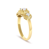 14K Yellow Gold Plated Sterling Silver 1/2 Cttw Lab Grown Diamond Floral 3-Stone Ring-4 thumbnail 5