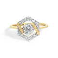 10K Yellow Gold Plated Silver 1.0 Cttw Lab Grown Diamond Hexagon Halo Ring-0