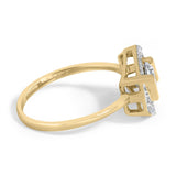 10K Yellow Gold Plated Silver 1.0 Cttw Lab Grown Diamond Hexagon Halo Ring-1 thumbnail 2