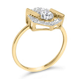 10K Yellow Gold Plated Silver 1.0 Cttw Lab Grown Diamond Hexagon Halo Ring-3 thumbnail 4