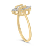 10K Yellow Gold Plated Silver 1.0 Cttw Lab Grown Diamond Hexagon Halo Ring-4 thumbnail 5