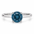 IGI Certified 14K White Gold 1.0 Cttw Round Lab-Grown Blue Fancy Vivid Diamond Solitaire Ring-0