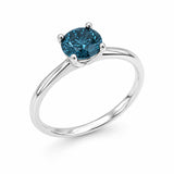 IGI Certified 14K White Gold 1.0 Cttw Round Lab-Grown Blue Fancy Vivid Diamond Solitaire Ring-1 thumbnail 2