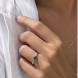 IGI Certified 14K White Gold 1.0 Cttw Round Lab-Grown Blue Fancy Vivid Diamond Solitaire Ring-2 thumbnail 3