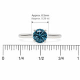 IGI Certified 14K White Gold 1.0 Cttw Round Lab-Grown Blue Fancy Vivid Diamond Solitaire Ring-4 thumbnail 5