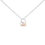 14K Rose Gold Plated Sterling Silver Diamond Accent Mom Heart Pendant Necklace-0 thumbnail 1