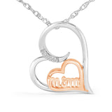 14K Rose Gold Plated Sterling Silver Diamond Accent Mom Heart Pendant Necklace-1 thumbnail 2