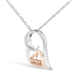 14K Rose Gold Plated Sterling Silver Diamond Accent Mom Heart Pendant Necklace-3 thumbnail 4