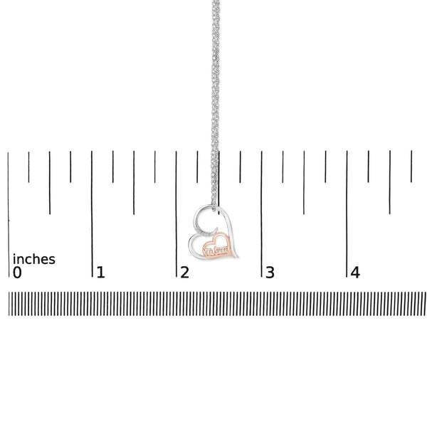 14K Rose Gold Plated Sterling Silver Diamond Accent Mom Heart Pendant Necklace