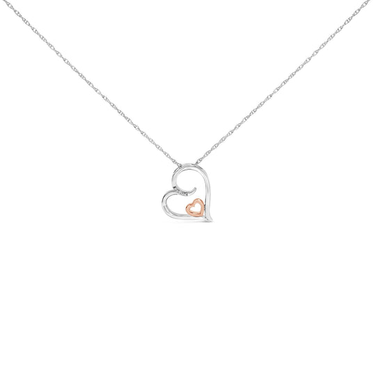 14K Rose Gold Plated Sterling Silver Diamond Accent Heart Pendant Necklace-0