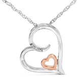 14K Rose Gold Plated Sterling Silver Diamond Accent Heart Pendant Necklace-1 thumbnail 2