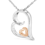 14K Rose Gold Plated Sterling Silver Diamond Accent Heart Pendant Necklace-3 thumbnail 4